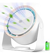 Nezylaf Rechargeable Desk Fan, 5-Speed Quiet Strong Airflow Battery Operated Table Fan with Touch...