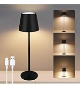 VARICART Black Cordless Table Lamp - 8-20 Inches Adjustable Height, 5000mAh Rechargeable Battery ...