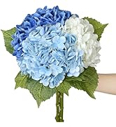 SIITUMEIZI Blue Hydrangea Artificial Flower Faux Hydrangea Flowers 21 Inch Real Touch Latex Fake ...