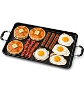 American Dream 19.2" x 11.6" Heavy Duty Double Burner Griddle Pan, Large Flat Griddle for Multi-S...