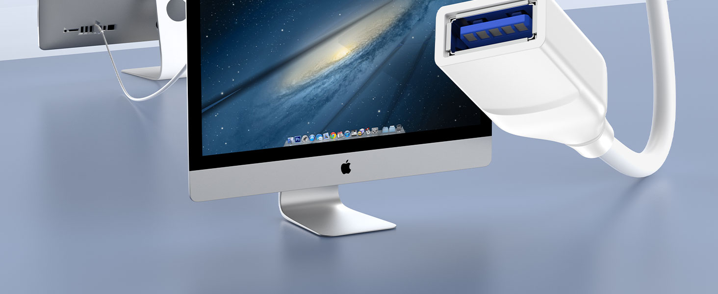 white usb a extension cord