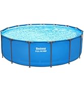 Bestway Steel Pro MAX 15’ x 48" Above Ground Pool, Round Metal Frame Outdoor Swimming Pool for Ba...
