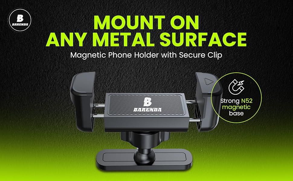 Magnetic Phone Holder for Gym with N52 Magnet and Secure Clip