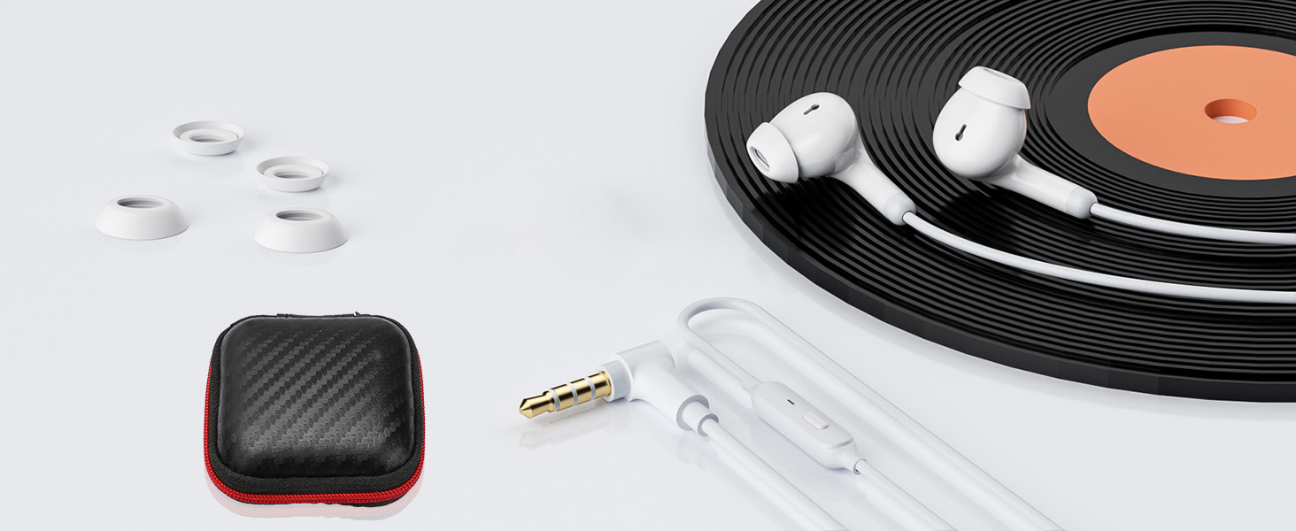 3.5mm Earbuds Hi-Fi Stereo Headphone Bass Wired Earphones with Mic Volume Control for iPhone 6