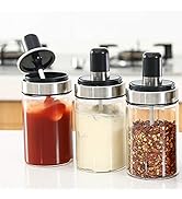TENTA Kitchen 3 High Borosilicate Glass Spice Jars Seasonning Box Jar Condiment Jar, Combination ...