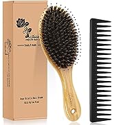 Hair Brush Comb Set Boar Bristle Hairbrush for Curly Thick Long Fine Dry Wet Hair,Best Travel Bam...