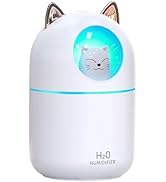 Small Humidifier Cute Portable Cool Mist Humidifier 300ML 7 Color Night Light USB Air Humidifier ...