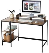 MINOSYS Computer Desk 47-inch with Storage Shelf - Vintage Ideal Gaming Desk for Bedrooms, Small ...