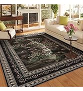 Rugcomf 5x7 Area Rugs -Style Vintage Washable Area Rug Non Slip Low Pile Large Rugs ...
