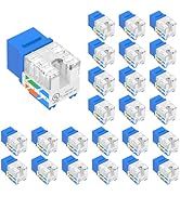 VCE UL Listed Cat6 Keystone Jack Insert 25-Pack, 90 Degree Punch Down RJ45 Keystone Jack Adapter ...