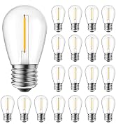 Brightown 25 Pack LED S14 Replacement Light Bulbs, Shatterproof E26 Medium Base Edison Vintage Bu...