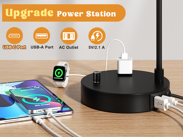 lamp with usb port and outlet