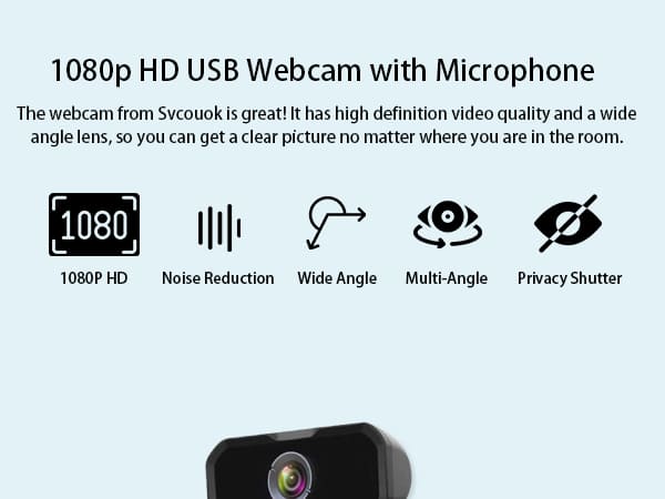 Svcouok 1080P HD Laptop USB Webcam