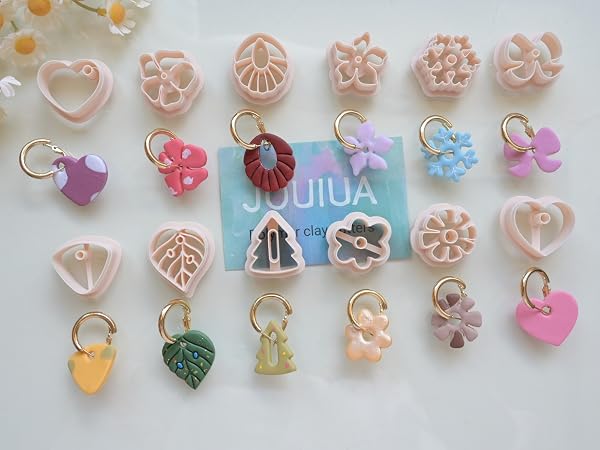 hoop earring flower geometric heart bow polymer clay cutter