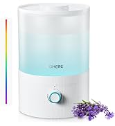 FOHERE Humidifiers for Bedroom, 3.2L Top Fill Cool Mist Ultrasonic Humidifier for Baby Rooms and ...