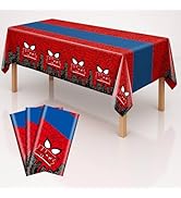 iCrius 3Pcs Spider Theme Tablecloths Disposable Plastic Table Covers for Birthday Parties Supplie...