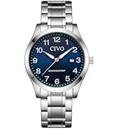 CIVO Easy Read Watches for Men: Waterproof Watch with Clear Blue Dial Silver Stainless Steel - An...