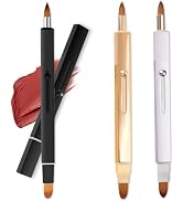 3 Pack Lip Brush for Lipstick Makeup Brushes Double-Ended Retractable Lip Brush with Cap Dustproo...