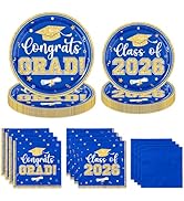 200Pcs Graduation Plates and Napkins - Congrats Grad Class of 2026 Themed Tableware Set Serves 50...