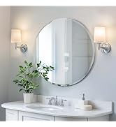 Luxbaro 30" Round Frameless Wall Mirror, Frameless Circle Mirror for Over Sink, Beveled Edge, Sim...
