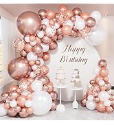 Rose Gold Balloon Garland Arch Kit, 134 Pcs Mothers Day Balloon Arch Kit, Multi-Size Metallic Ros...