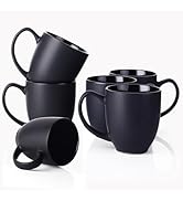 DOWAN Coffee Mugs, Black Coffee Mugs Set of 6, 16 oz Ceramic Coffee Cups with Large Handles for M...