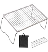 REDCAMP 17" Large Folding Campfire Grill 304 Stainless Steel Grate, Heavy Duty Portable Camping G...
