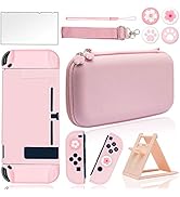 BRHE Cute Travel Carrying Case for Nintendo Switch Accessories Kit with Hard Protective Cover, Gl...