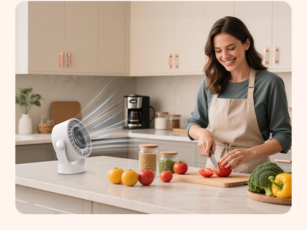 Series of images showing food preparation in kitchen, featuring countertop appliance being used to process various fruits and vegetables.