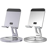 YCNEW Phone Stand for Desk, 360° Rotating Dual Adjustable Foldable Holder, Heavy Solid All-Alumin...