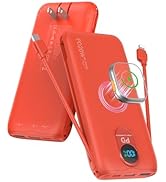 LENGSUM Portable Charger, 10000mAh 20W Fast Charging Power Bank with Built in Cables &amp; AC Wall Pl...