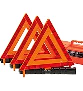 DSV Standard Warning Triangles, Safety Triangles DOT Approved, 3 Pack, Reflective Triangles with ...