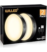 WILLED Tap Light Rechargeable, 3000K Dimmable Touch Light Buit-in 1000mAh Large Battery, Stick on...