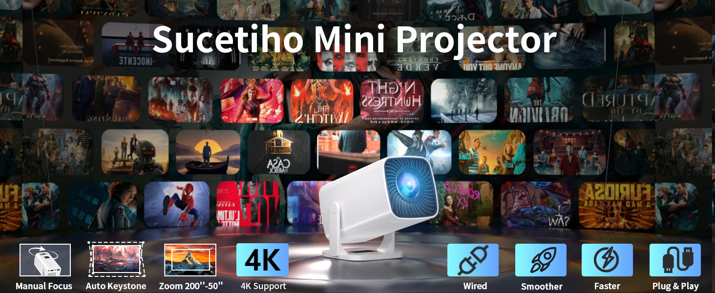 Portable mini projector for home theater and outdoor movies
