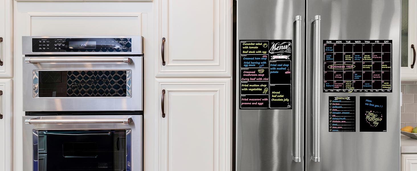 Magnetic Chalkboard Monthly Calendar - Weekly Meal Planning Blackboard Combo Set