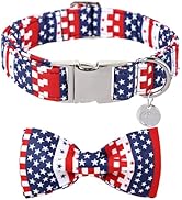 DOGWONG Patriotic Day Dog Collar with Bowtie - American Flag Dog Collar, 4th of July Dog Bow Coll...