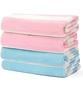 Touchat 4 Pack Cabana Stripe 250GSM Polyester Lightweight Quick-Dry Beach Towel &amp; Blanket Combo- ...