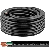 YDDECW 25ft 10/3 10 AWG Portable Power Cable (3 Conductor) - SOOW 600V 10 Gauge Electric Wire for...