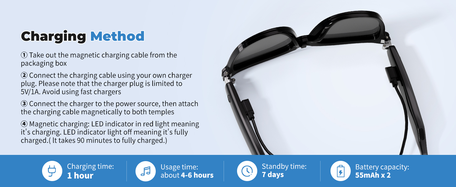 Smart glasses that connect Bluetooth for calls or music playback