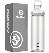 TSAKBAM Clear Water Bottle, 21 oz Reusable Leak-Proof Plastic Transparent Water Bottles with Flip...