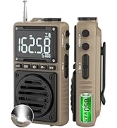 Digital AM FM Weather Band Radio with Flashlight,851mAh Rechargeable Portable Pocket Radio with B...