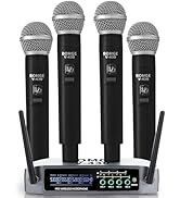 Wireless Microphone System, BOMGE Pro 4-Channel Cordless Mic Set with Four Handheld Mics, Fixed F...