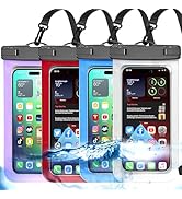 Up to 8.3" 4 Pack Multicolor Universal Waterproof Phone Pouch, Large Phone Waterproof Case Dry Ba...