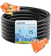 AOLINK 50 Amp RV/EV Extension Cord, 15 Feet, Heavy Duty STW Wire, NEMA 14-50P/R, for Tesla EV Cha...