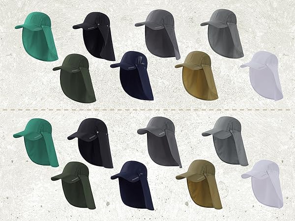 Foldable hat with neck flap for men