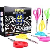 Scissors, BURVAGY 6" Multipurpose Scissors Bulk 48-Pack, Right/Left Handed Comfort-Grip Handles U...