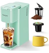 Tastyle Mini Hot and Iced Coffee Maker Single Serve, for K Cup and Ground, 6 to 14 Oz Brew Sizes,...