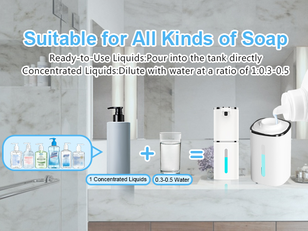 It effectively accommodates a variety of soaps including dishwashing soap, shower gel