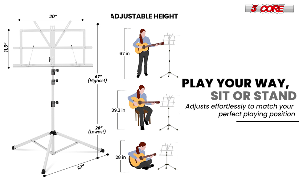 Music Stand,2 in 1 Dual-Use Folding Sheet Music Stand,Desktop Book Stand