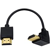 Duttek 4K 90 Degree HDMI Cable 6 Inch/15cm, Extremely Thin UP Angled HDMI Male to Male Cable for ...